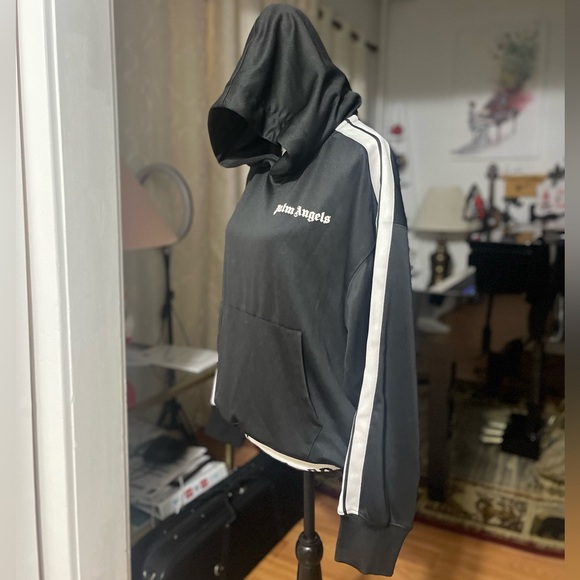 NWT Women’s Size Small Palm Angels Track Hoodie 100% Cotton In Black & White - Picture 10 of 17